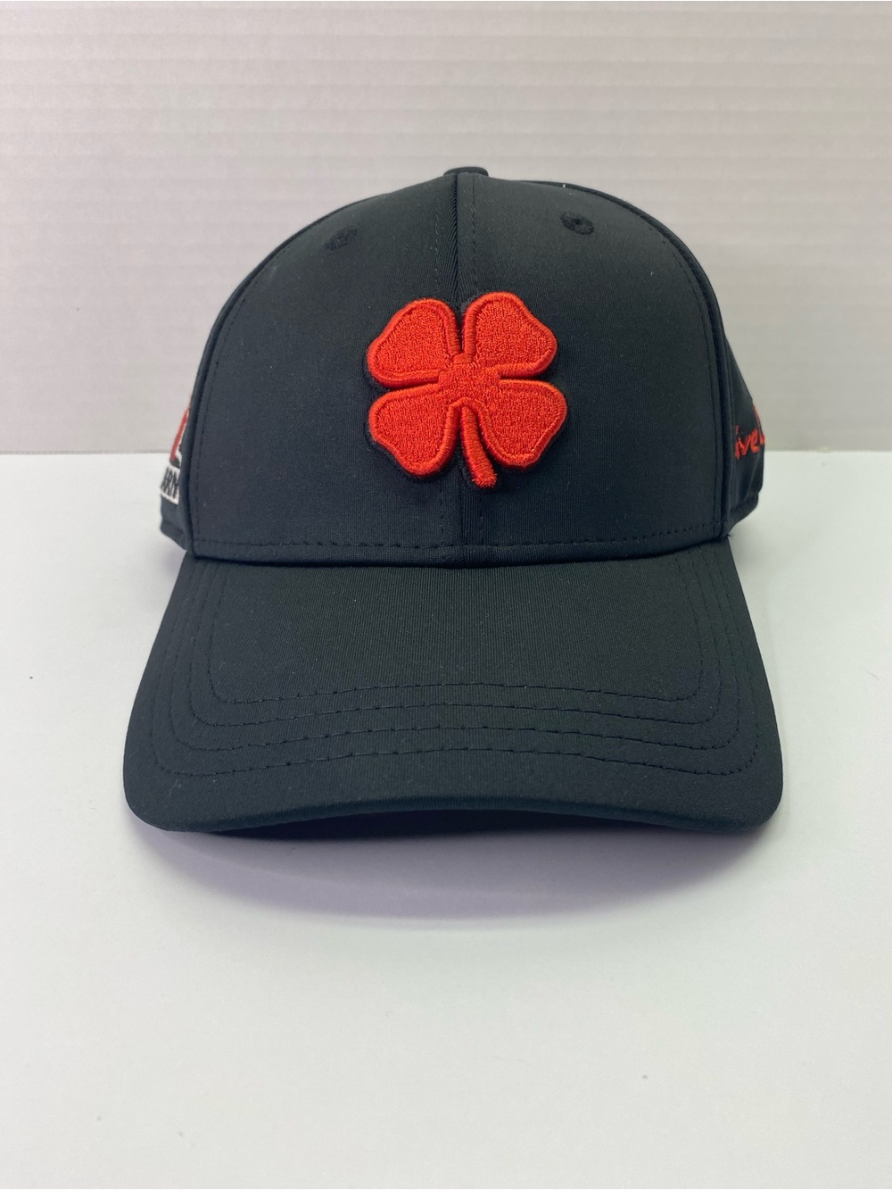 Men's Black Clover Cap with Red Clover Emblem